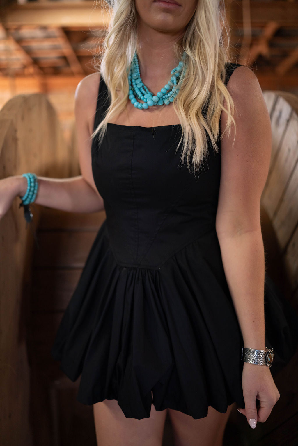 Southern Bow Bubble Hem Mini Dress