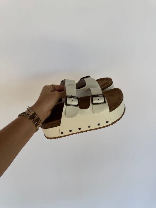 Platform White Stud Sandals