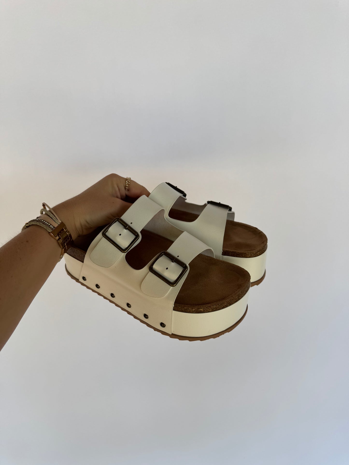 Platform White Stud Sandals