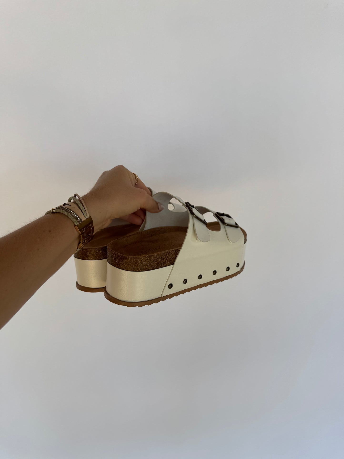 Platform White Stud Sandals
