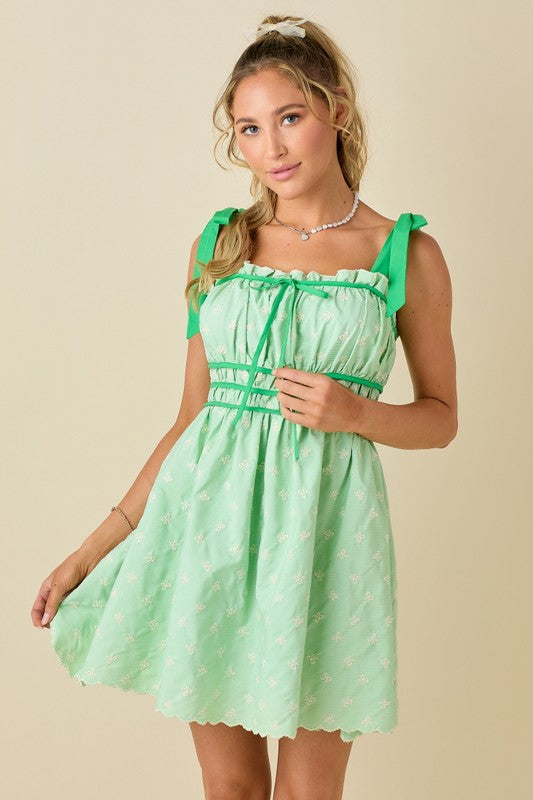 Madison Striped Bow Mini Dress