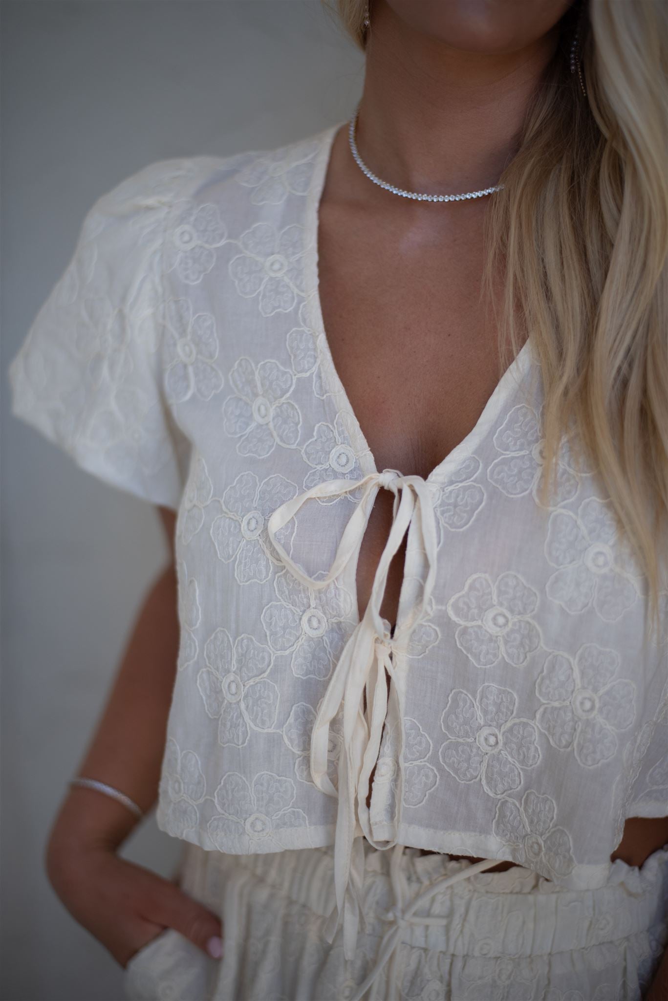 Lizzie Bubble Short Set - Cream