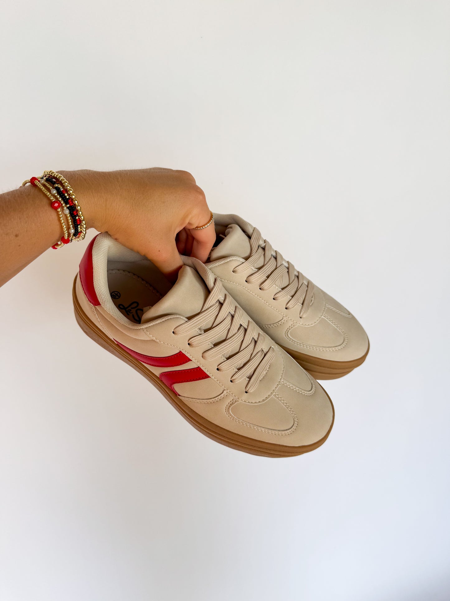 Everyday Platform Sneaker - Beige/Red