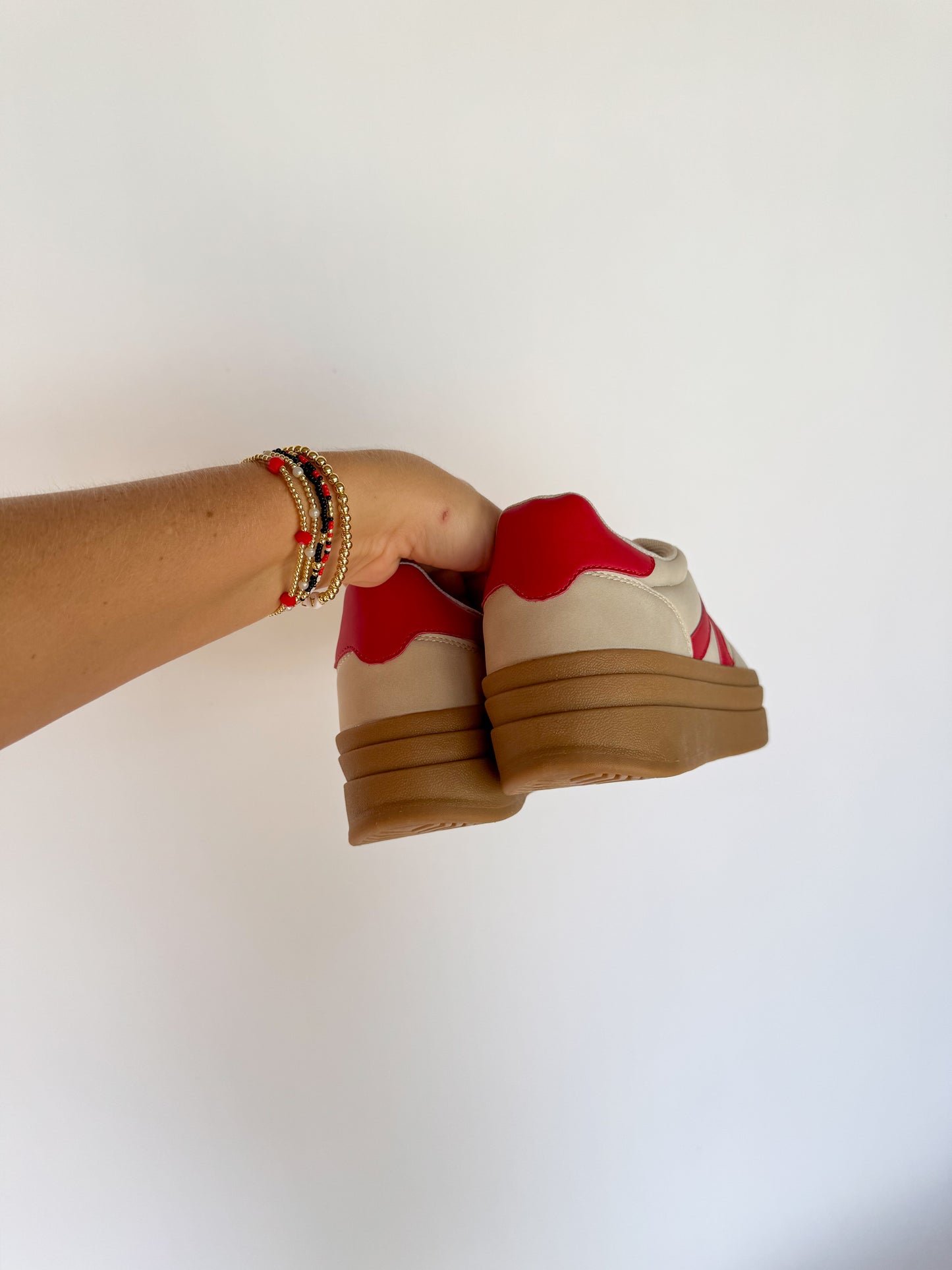 Everyday Platform Sneaker - Beige/Red