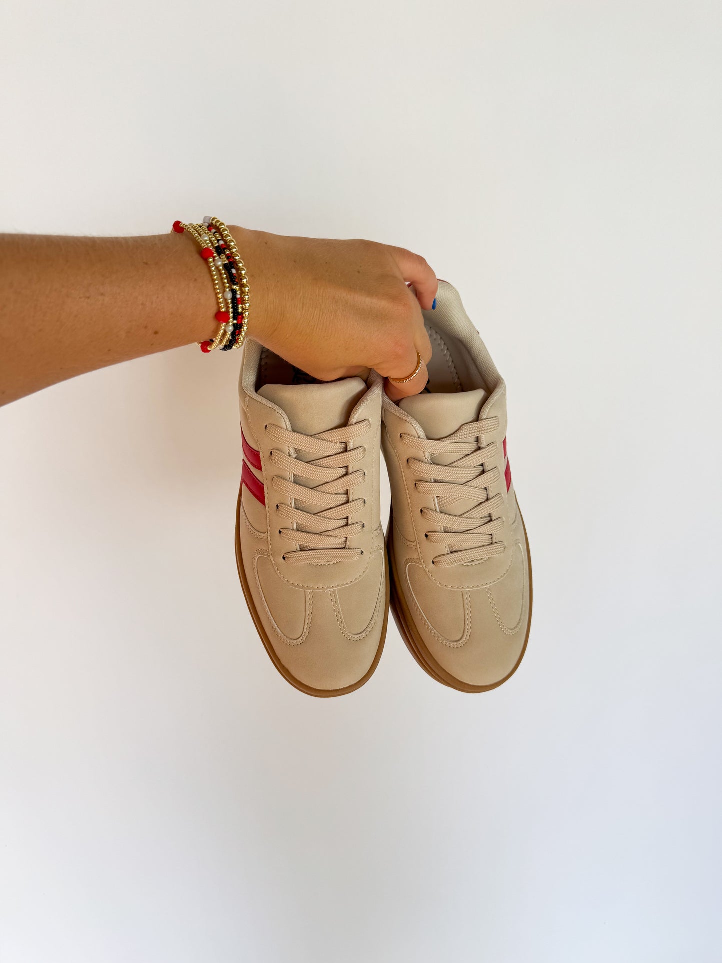Everyday Platform Sneaker - Beige/Red