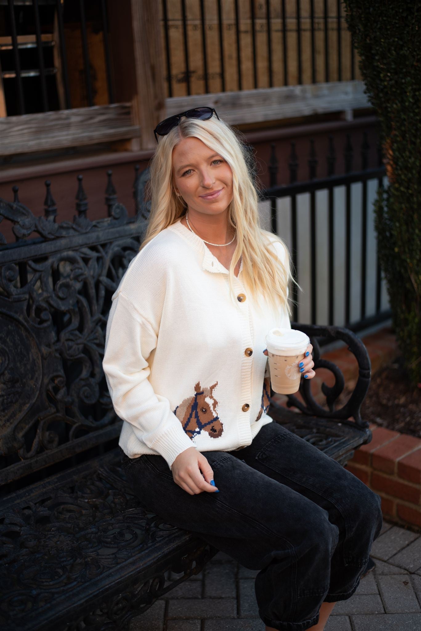 Horse Graphic Cardigan - White