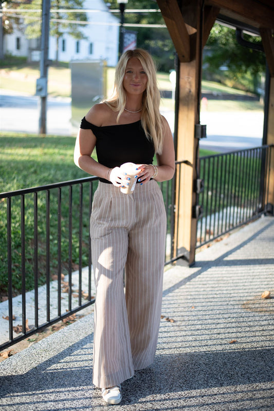 High Waisted Pleated Wide Leg Pants