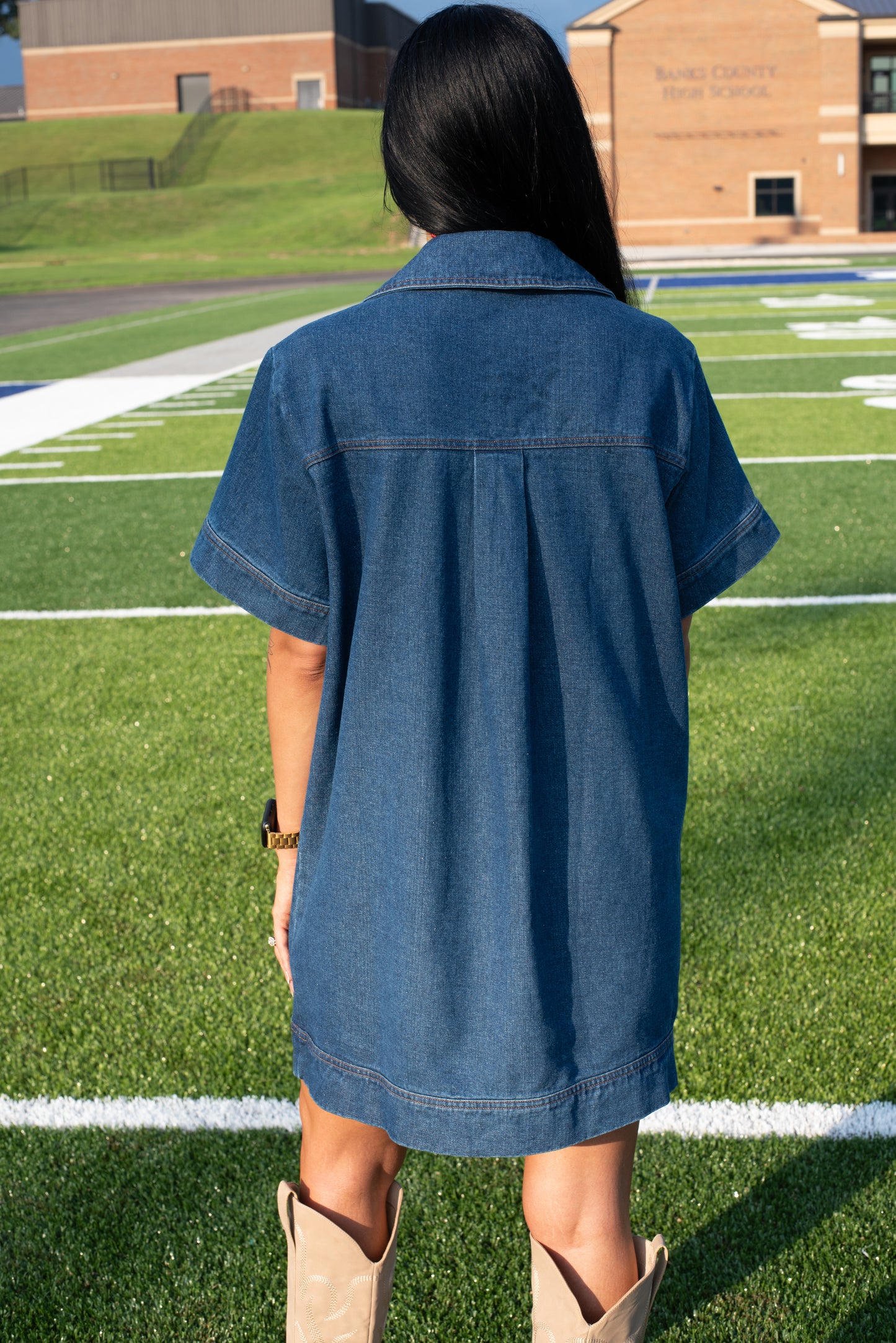 Ellie V-Neck Denim Dress