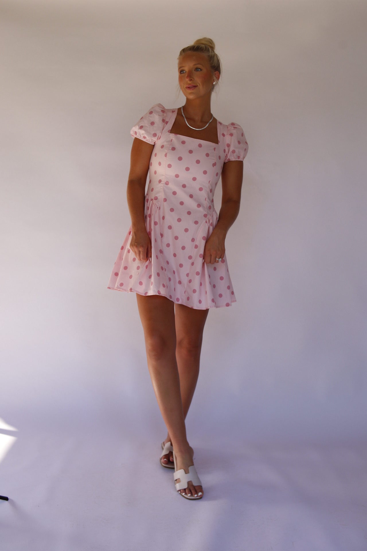 Polly Polka Dot Mini Dress - Pink