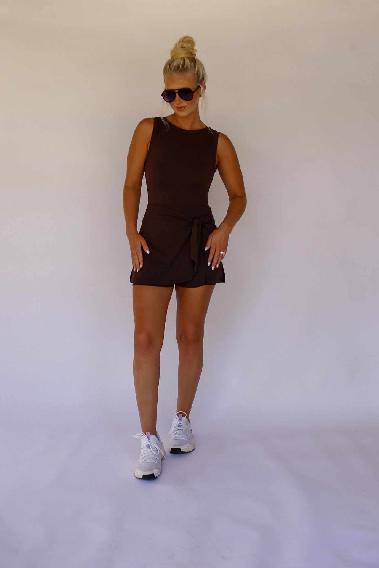 On The Go Tie Romper - Brown