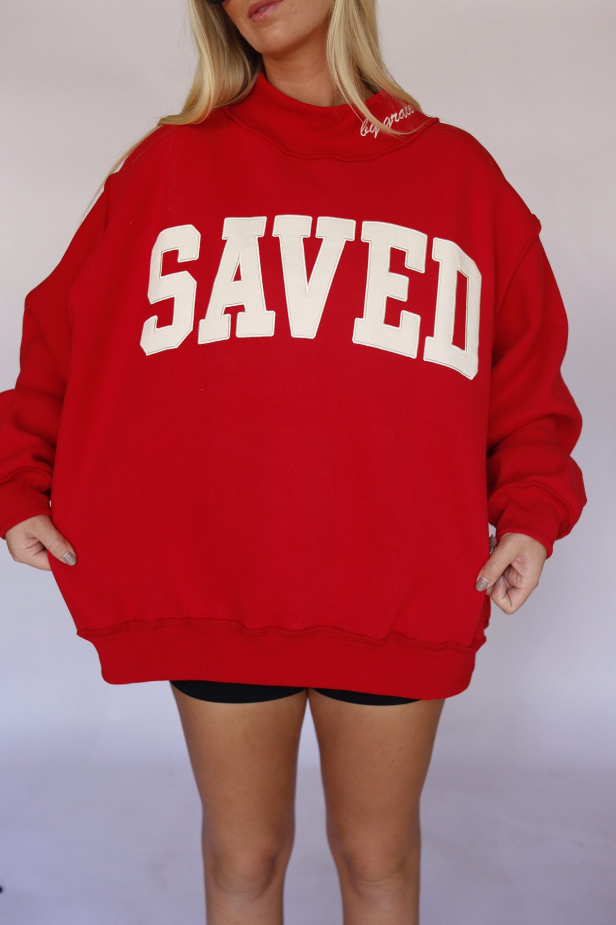 SAVED By Grace Mock Neck - Red