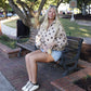 Polka Dot Button Pullover - Taupe/Brown