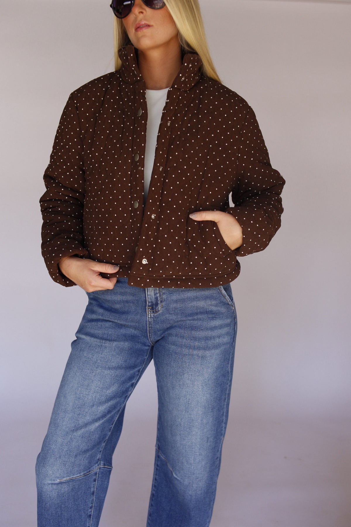 Polka Dot Puffer Jacket - Espresso