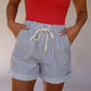 Cotton Striped Twill Shorts - Blue