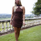 Adams Open Back Mini Dress - Chocolate