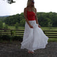 Palm Crush Tiered Maxi Skirt - White