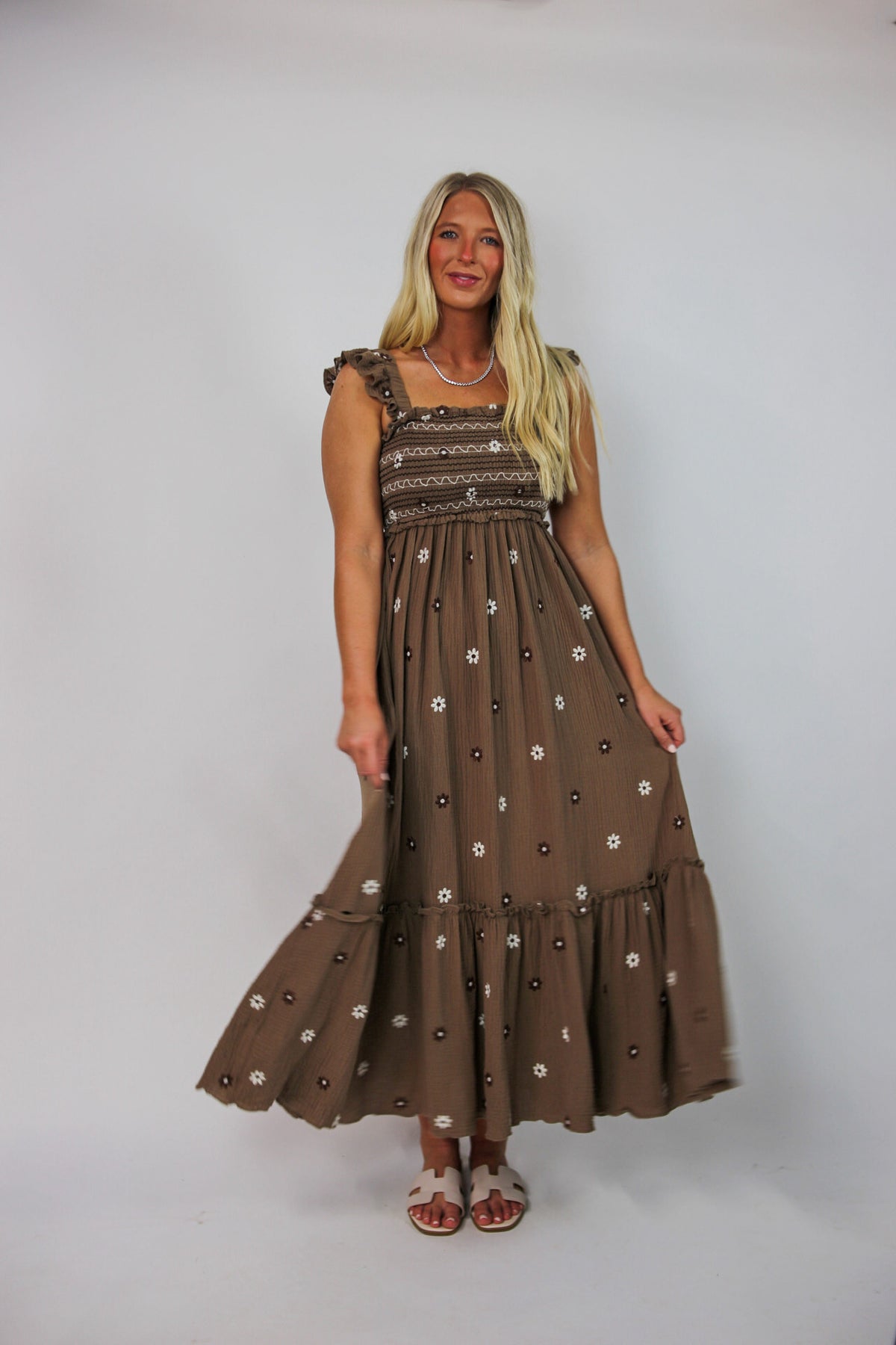 Crews Floral Embroidered Maxi Dress