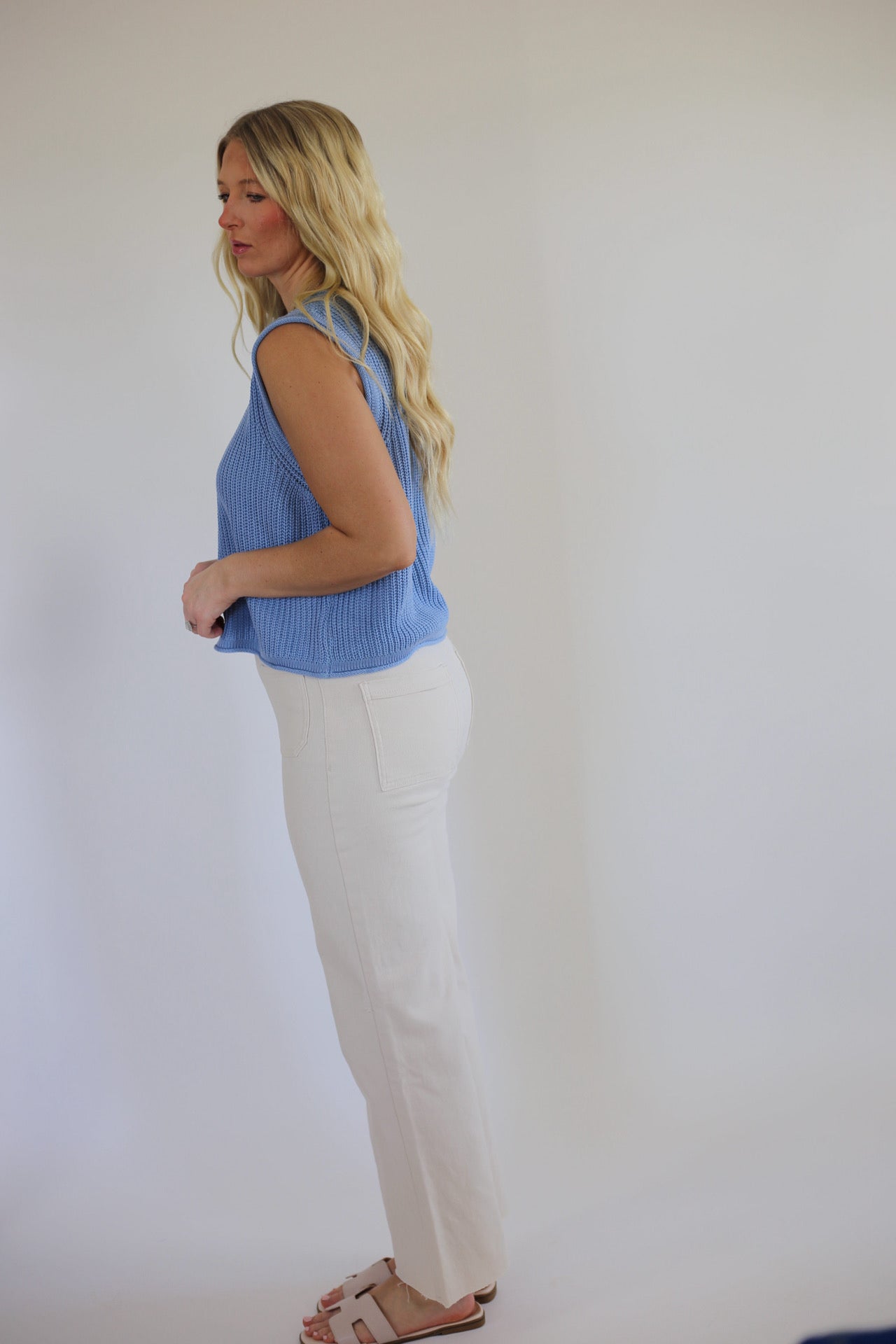 Ellie Knit Sweater Top - Cloud