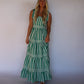Dentelle Stripe Maxi Dress - Green