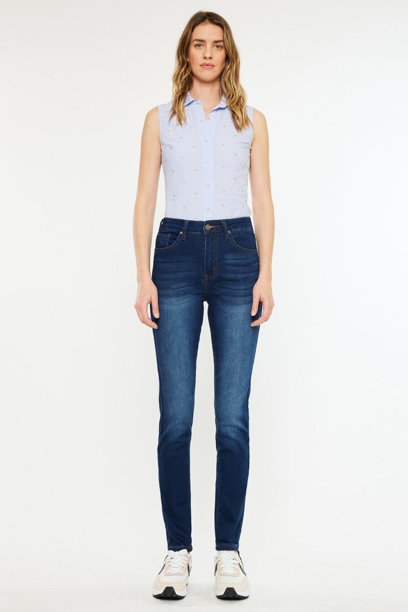 High Rise Ankle Skinny Jeans - Dark Wash