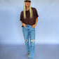Juda Oversized Crop Box Tee - Brown