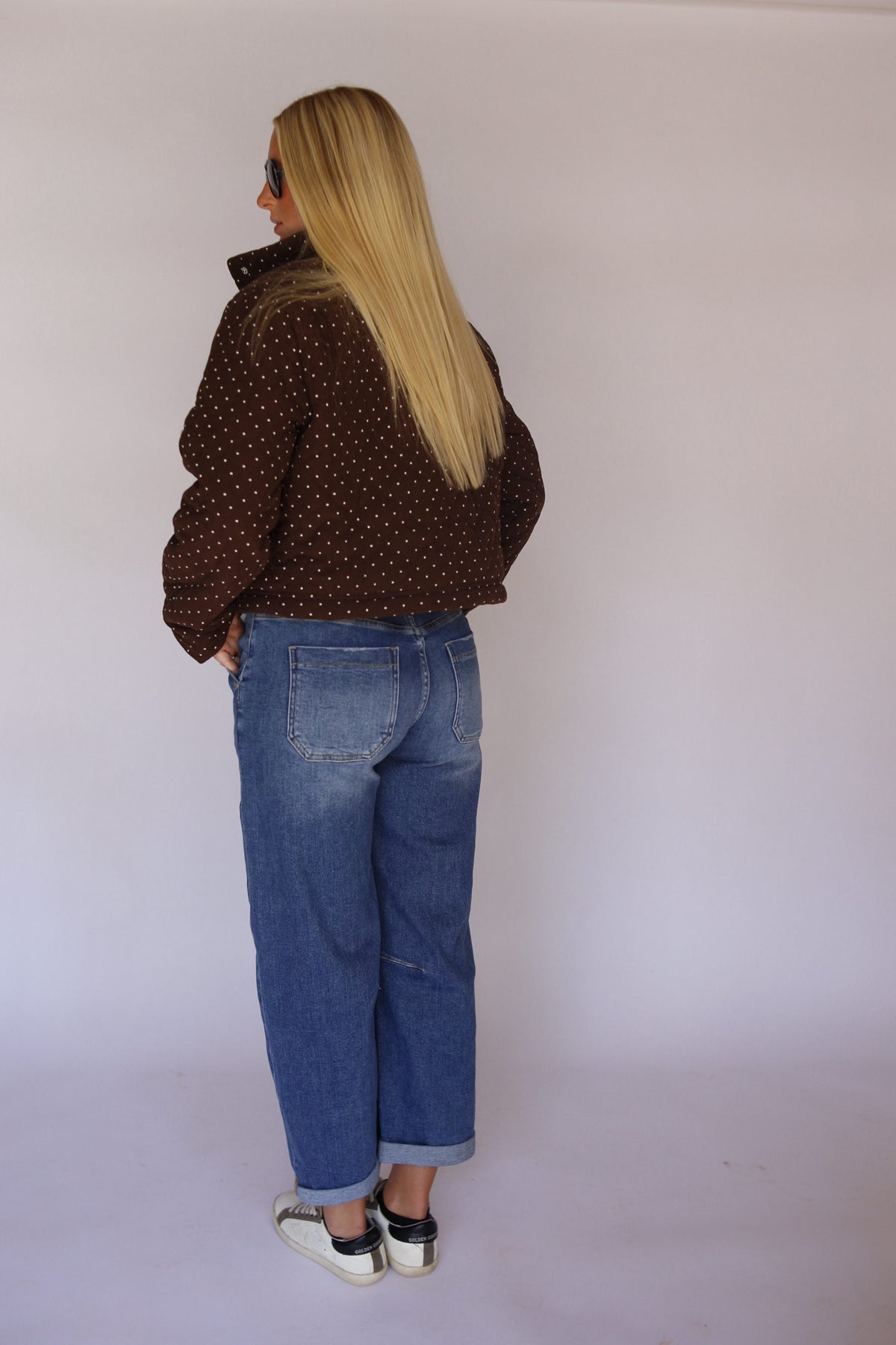 Polka Dot Puffer Jacket - Espresso