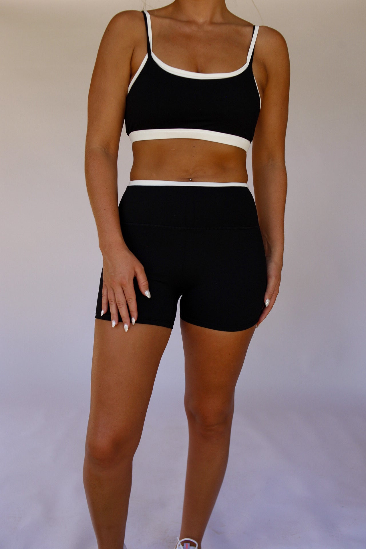 Double Layered Biker Shorts - Black