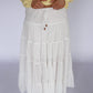 Palm Crush Tiered Maxi Skirt - White