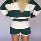Alice Striped Elastic Shorts - Green/White
