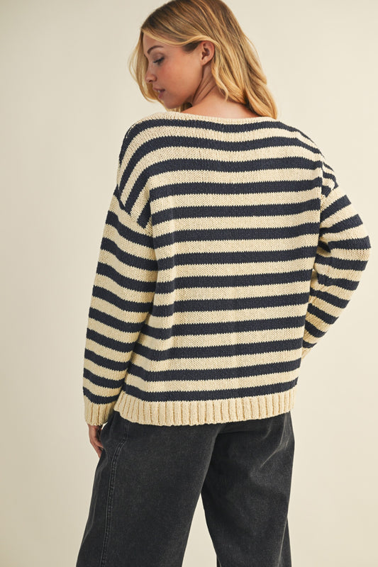 Lola Stripe Sweater - Navy/White