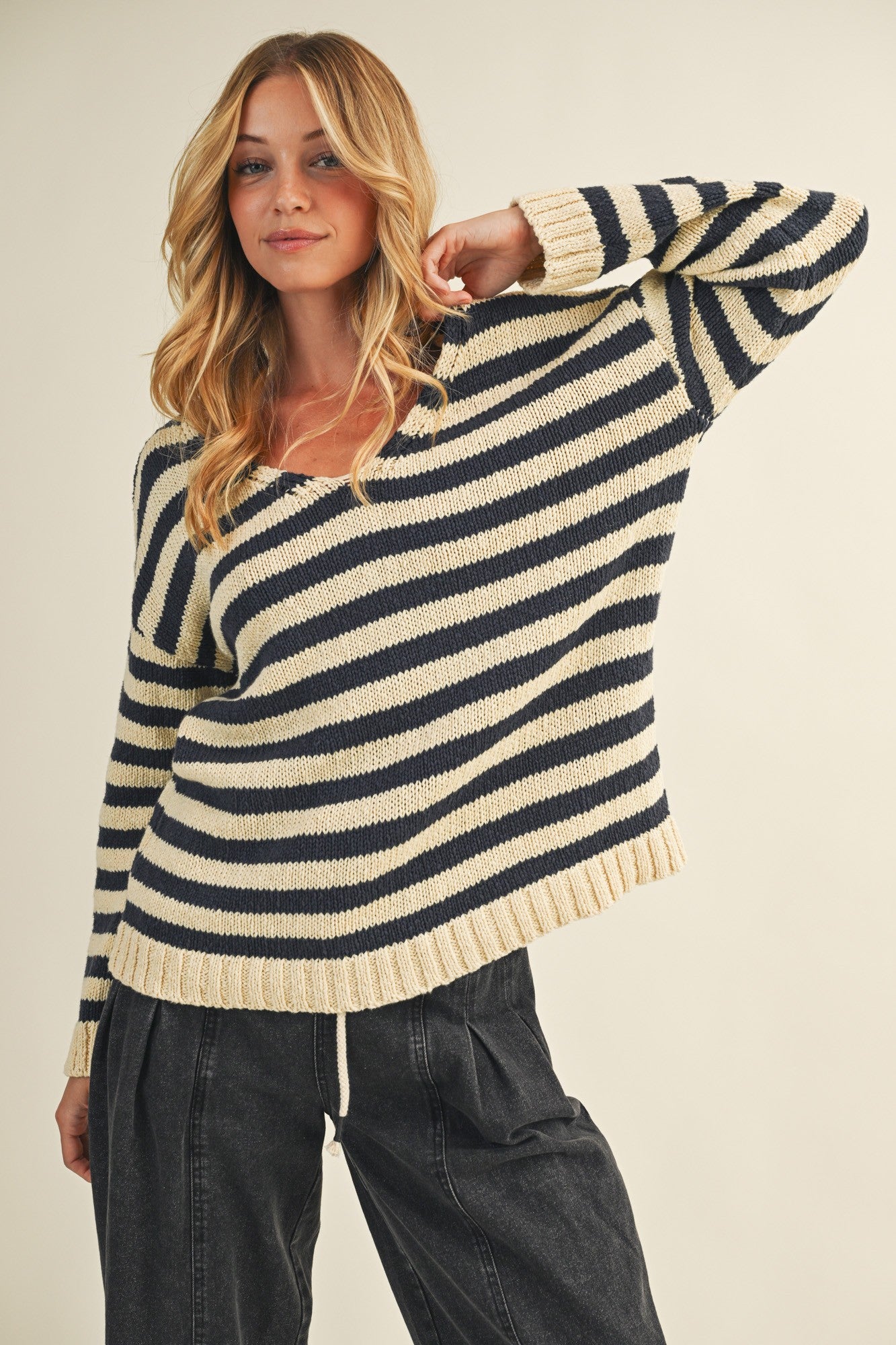 Lola Stripe Sweater - Navy/White