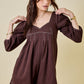 Mallie Denim Romper - Brown