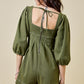 Mallie Denim Romper - Olive
