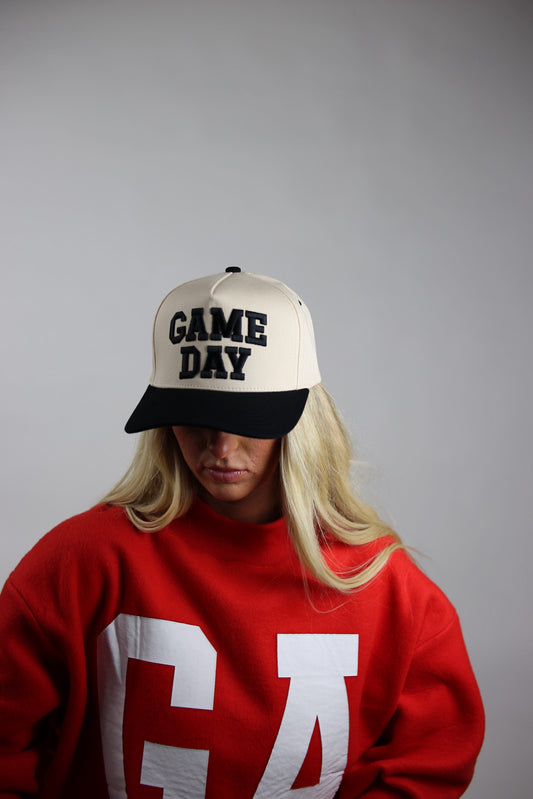 "Game Day" Embroidered Two Tone Hat - Black