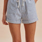 Cotton Striped Twill Shorts - Blue