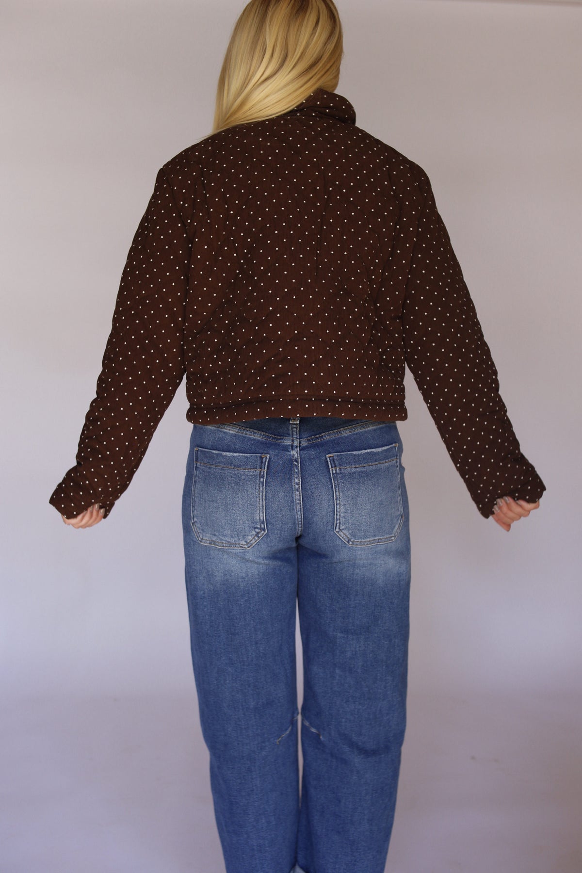 Polka Dot Puffer Jacket - Espresso