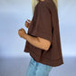 Juda Oversized Crop Box Tee - Brown