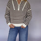 Riley Half-Zip Striped Sweater - Brown
