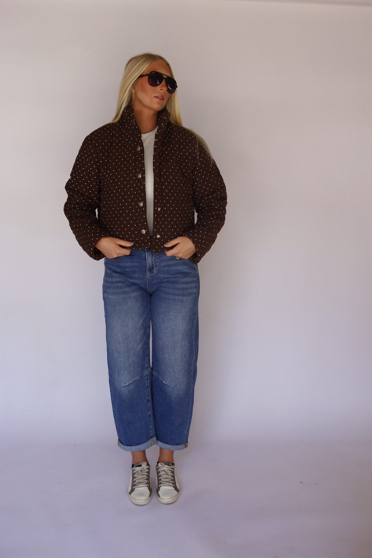 Polka Dot Puffer Jacket - Espresso