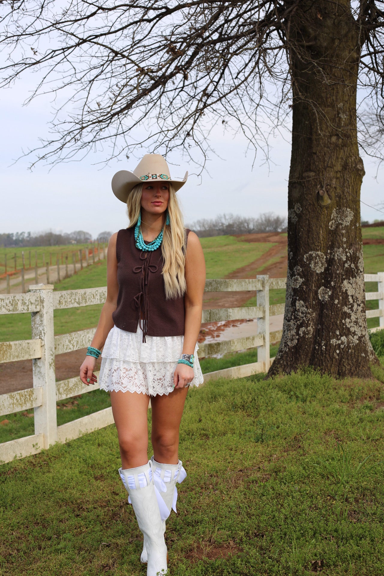 Maribel Knit Lace Skirt - White
