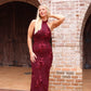 Harper High Neck Midi Dress - Wine