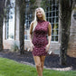 Mock Neck Polka Dot Dress - Maroon
