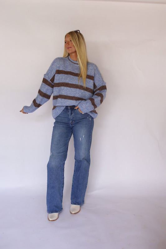 Gloria Striped Sweater - Blue/Brown