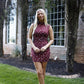 Mock Neck Polka Dot Dress - Maroon
