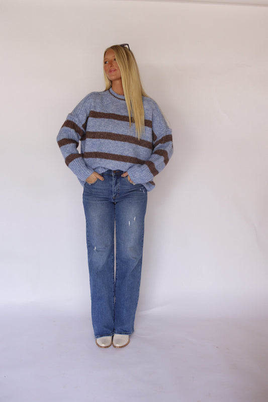 Gloria Striped Sweater - Blue/Brown