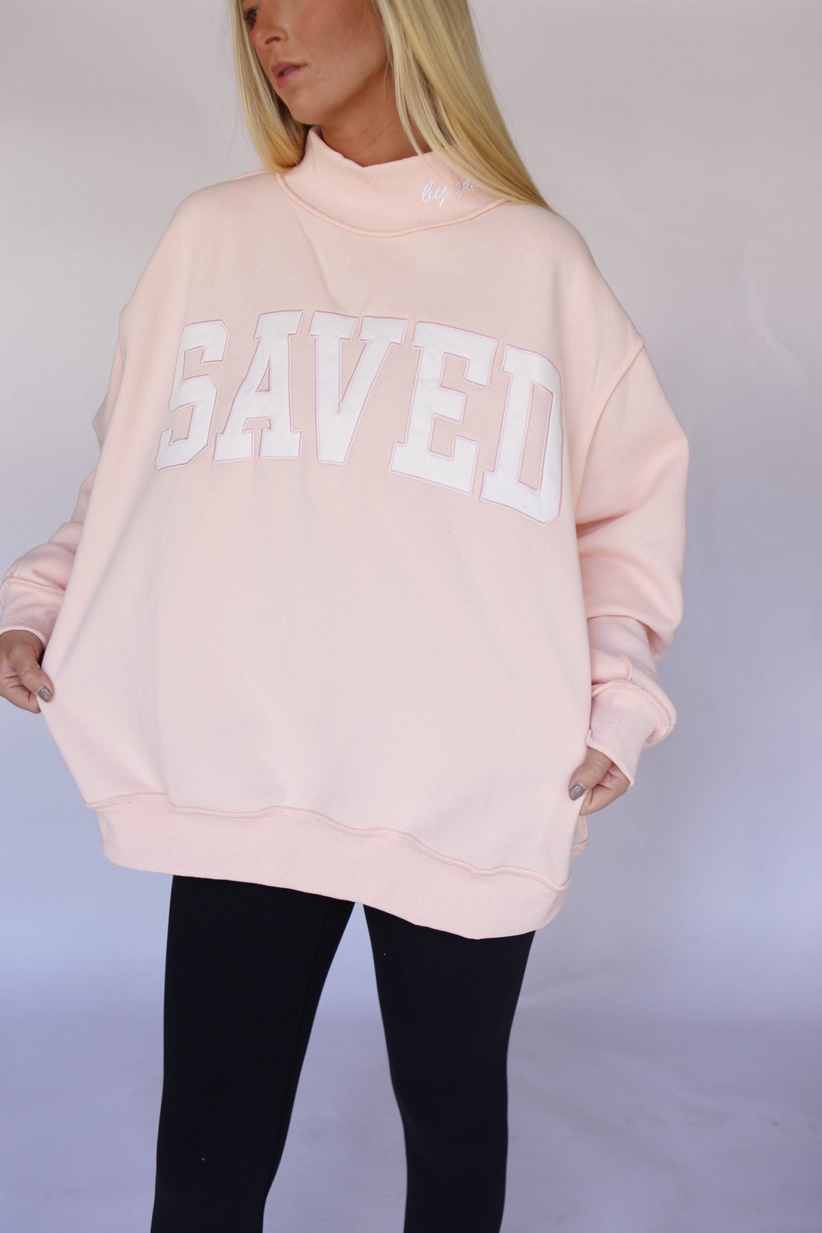 SAVED By Grace Mock Neck - Baby Pink