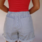 Cotton Striped Twill Shorts - Blue