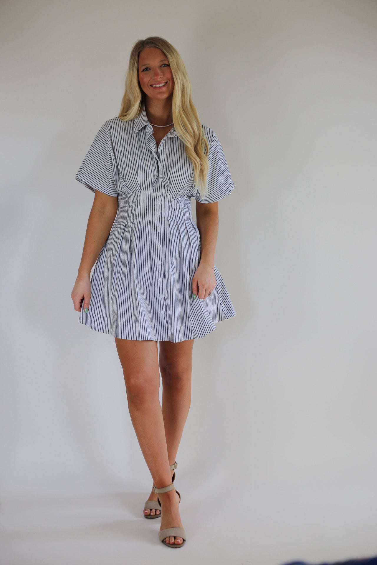 Poppy Dress - White/Navy