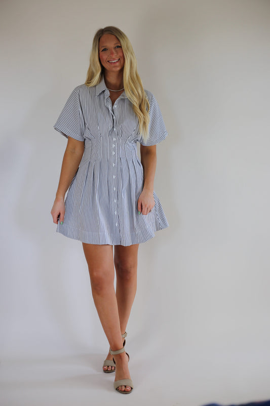 Poppy Dress - White/Navy