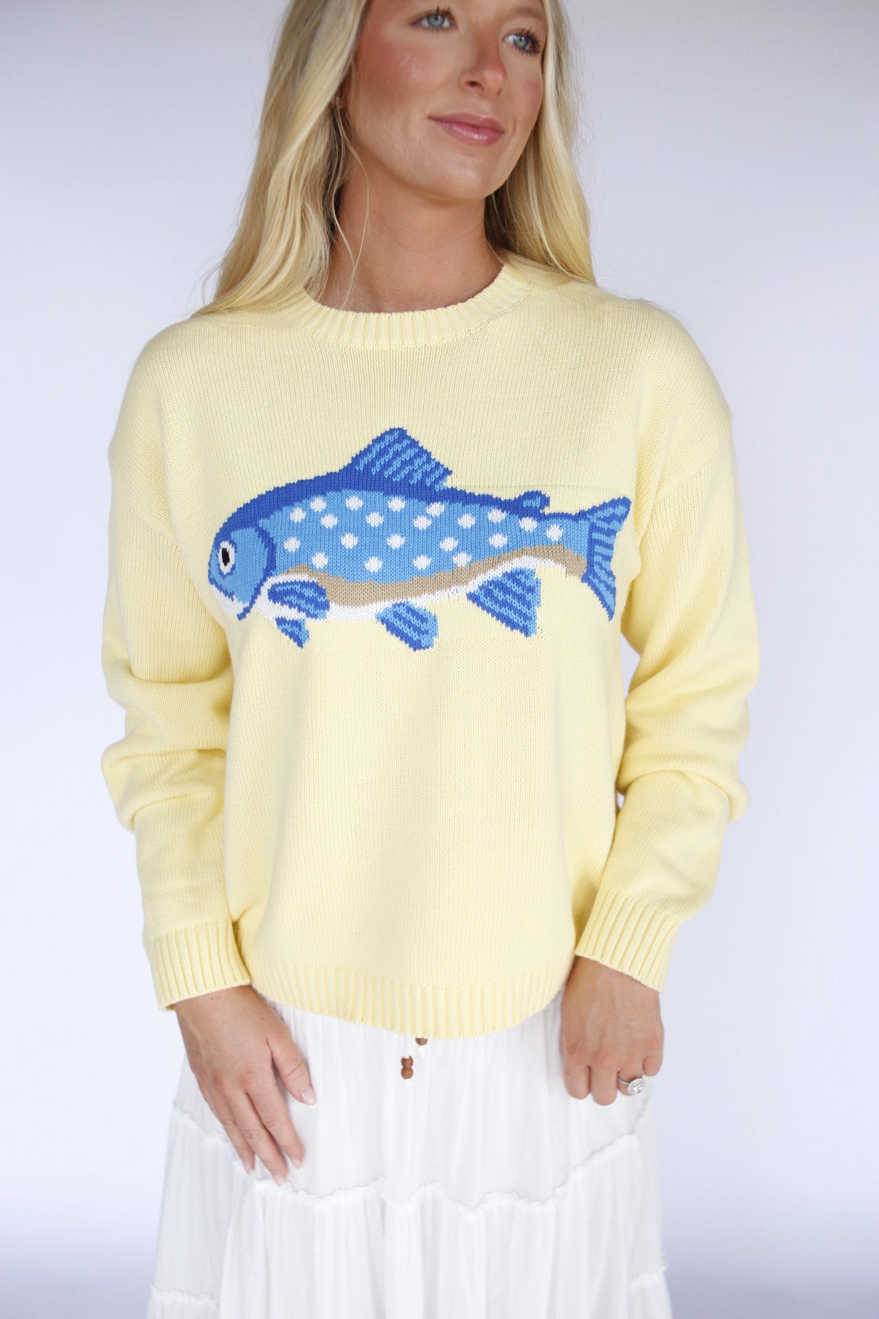 Knitted Fish Sweater - Lemon